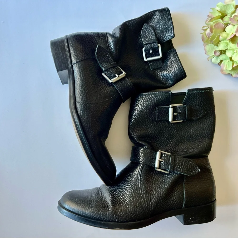 J.Crew Black Leather Buckle Ankle Boots - Picture 2 of 3